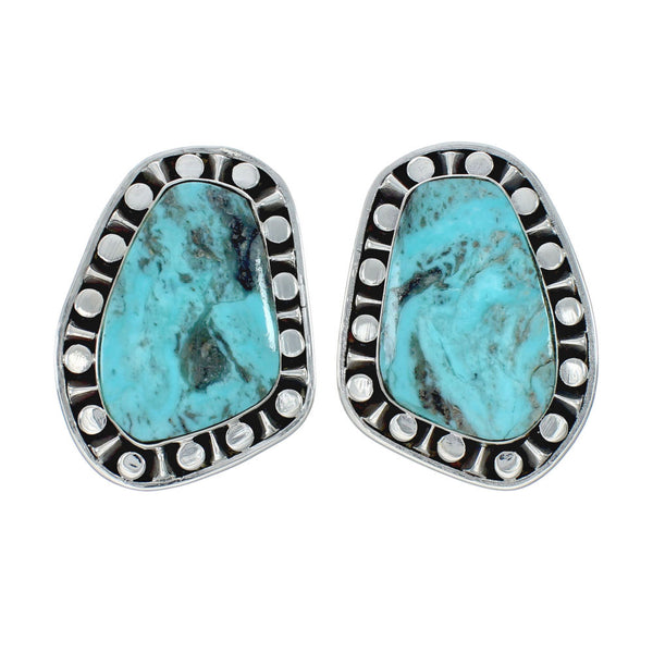 Native American Turquoise Sterling Silver Post Earrings X10025